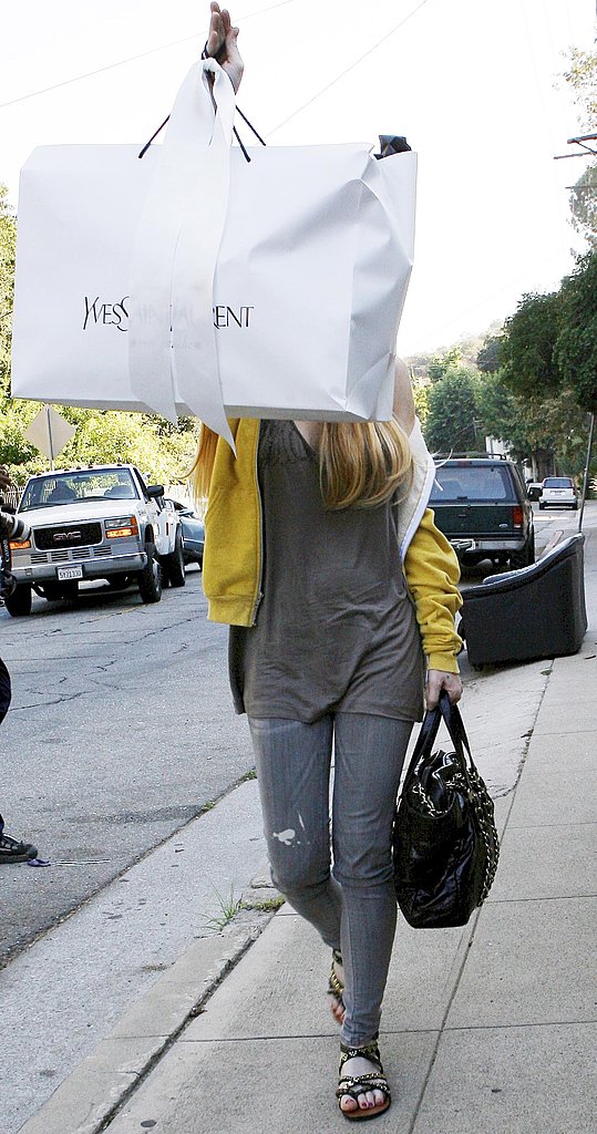 Lindsay Lohan Carrying a Huge Yves Saint Laurent Shopping Bag ...  