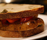 Recipe For Grilled Gourmet Sausage Sandwich With Peppers and Onions on Olive Bread Recipe For Grilled Gourmet Sausage Sandwich With Peppers and Onions on Olive Bread
