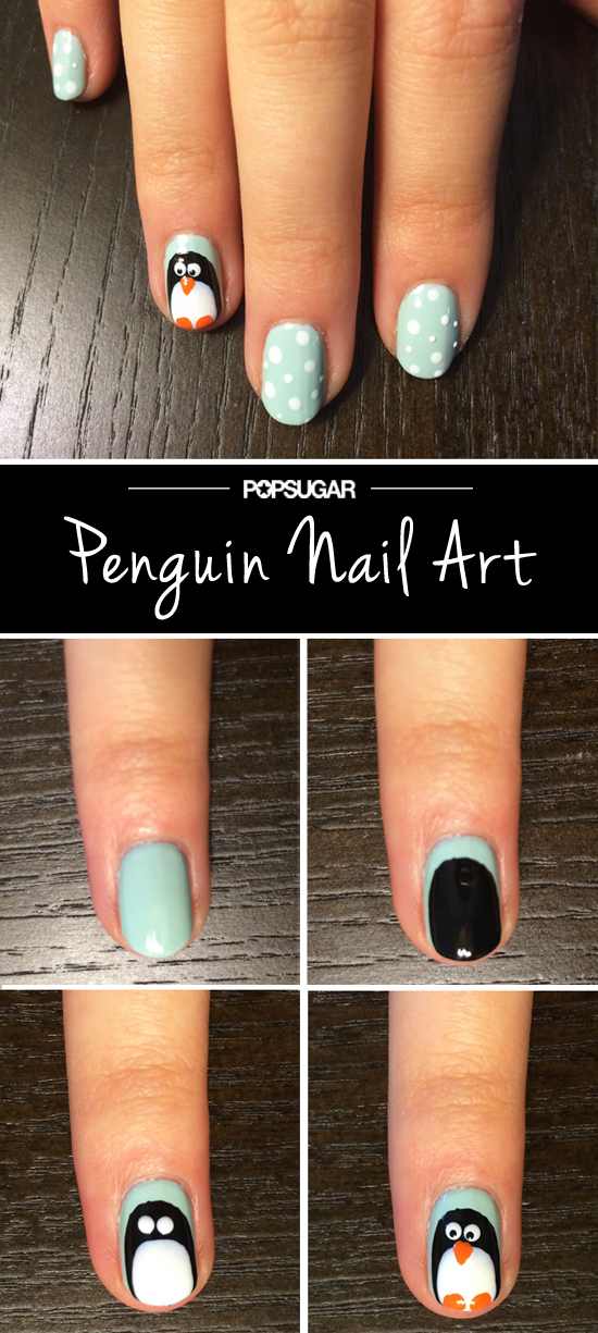 Penguin Nail Art Tutorial POPSUGAR Beauty