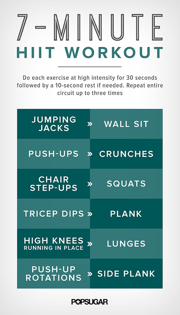 7-Minute HIIT Workout Printable Poster | POPSUGAR Fitness
