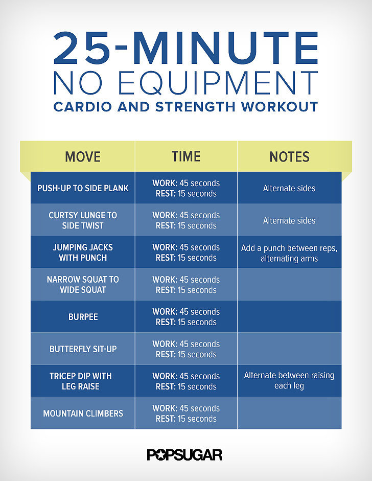 25 Minute No Equipment Cardio And Strength Workout