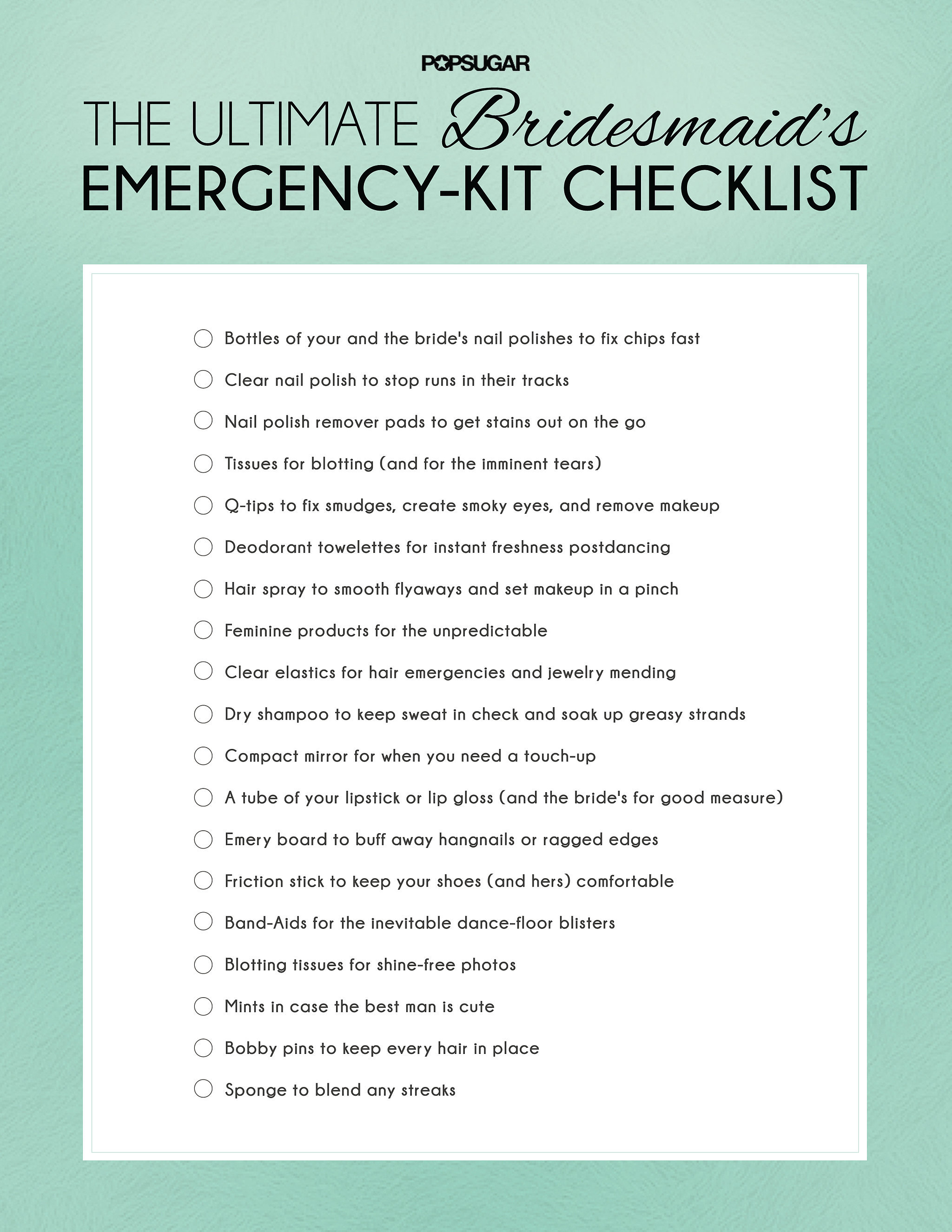 wedding day emergency kit checklist