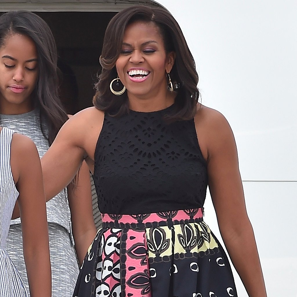 Michelle Obama Wearing Multicolor Printed Skirt | POPSUGAR Fashion