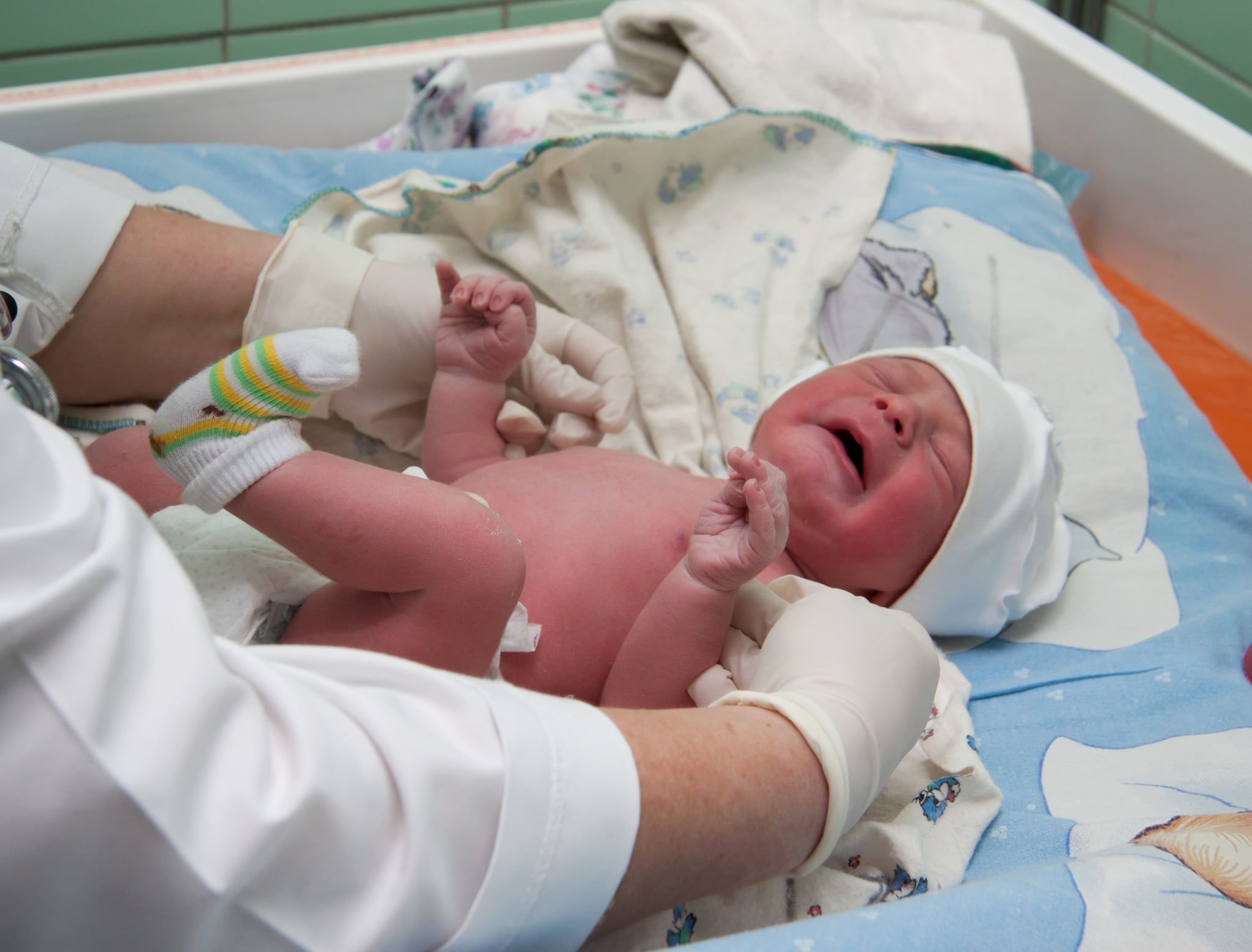 newborn black baby boy in hospital just born