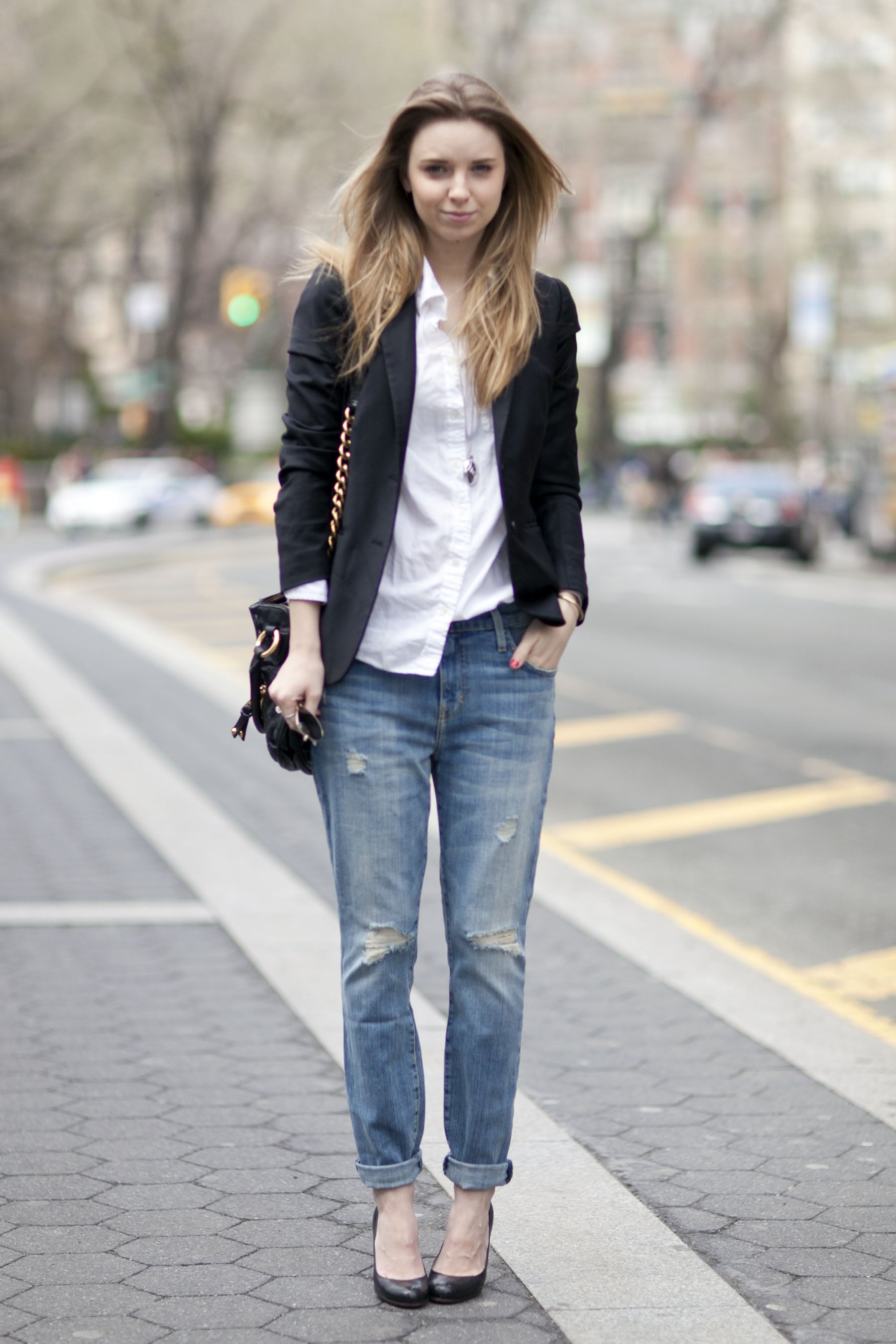 Take your favorite button-down and jeans to work with a blazer and | Oh ...