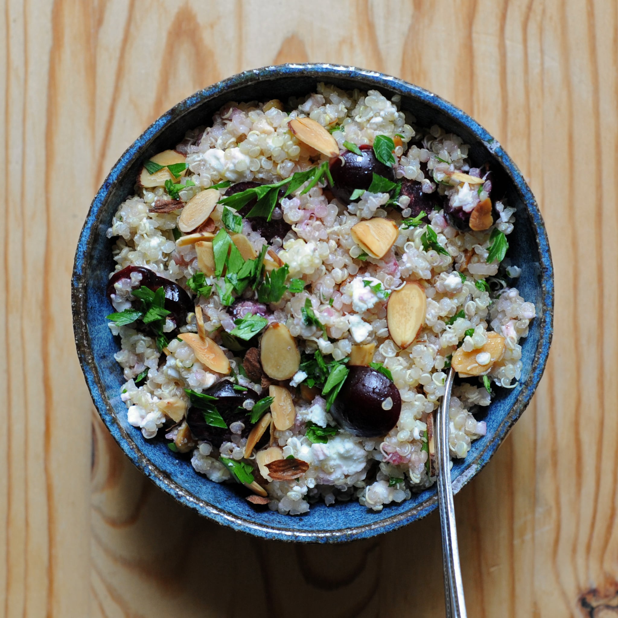 Quinoa salad with cherries and feta