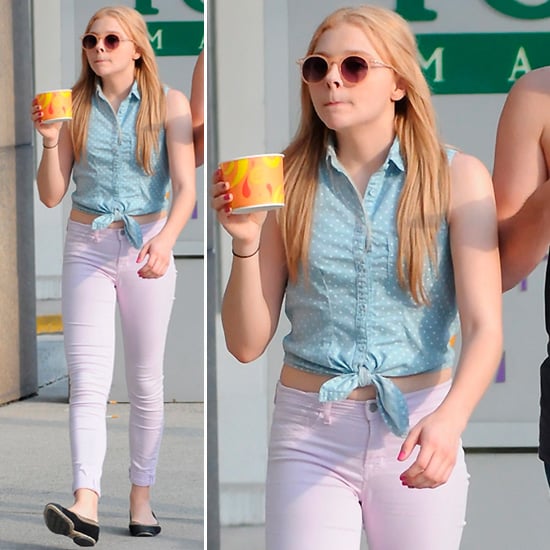 Chloe Moretz Wearing Pink Skinny Jeans Popsugar Fashion