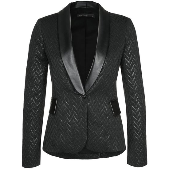 Black blazer with leather trim Item Details. A s vintage Vericci cropped black leather jacket with mink fur trim. The coat is styled with a mink fur peter pan collar and cuffs, a zip-front closure .